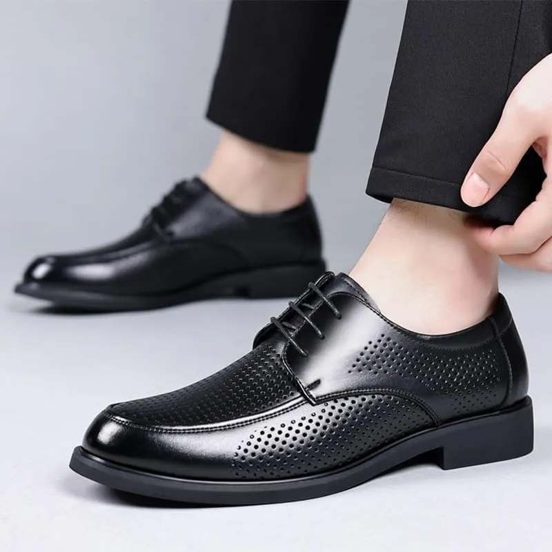 Men's Leather Oxfords Shoes Non-Slip Breathable Wingtip Brogue Shoes Lace Up Platform Tuxedo Dress Shoes(Black,11)