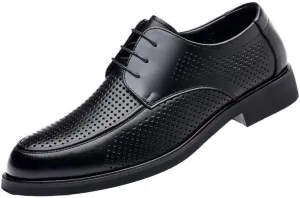 Men's Leather Oxfords Shoes Non-Slip Breathable Wingtip Brogue Shoes Lace Up Platform Tuxedo Dress Shoes(Black,11)