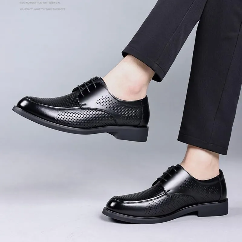 Men's Leather Oxfords Shoes Non-Slip Breathable Wingtip Brogue Shoes Lace Up Platform Tuxedo Dress Shoes(Black,11)