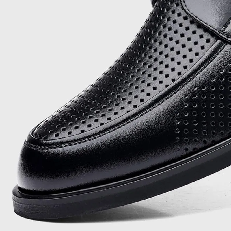 Men's Leather Oxfords Shoes Non-Slip Breathable Wingtip Brogue Shoes Lace Up Platform Tuxedo Dress Shoes(Black,11)