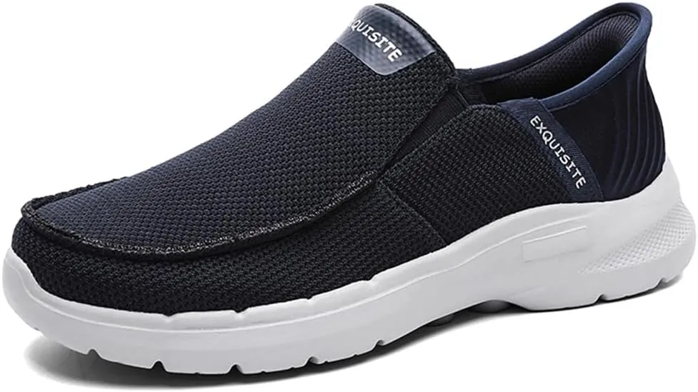 Men's Loafers & Slip-Ons Shoes, Hands Free Slip-ons Stretch Lace Up Loafers Walking Shoes Width Toe Box Minimalist Comfortable Lightweight Men's Casual Dress Shoes