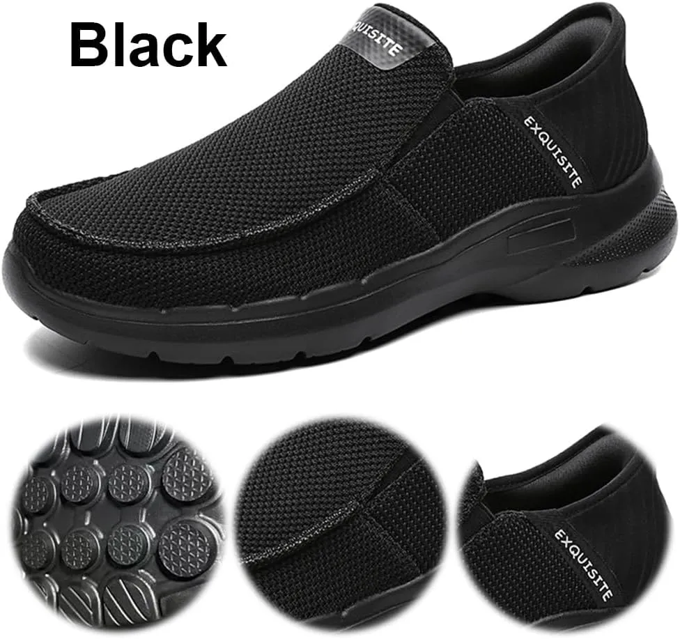 Men's Loafers & Slip-Ons Shoes, Hands Free Slip-ons Stretch Lace Up Loafers Walking Shoes Width Toe Box Minimalist Comfortable Lightweight Men's Casual Dress Shoes