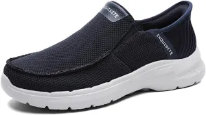 Men's Loafers & Slip-Ons Shoes, Hands Free Slip-ons Stretch Lace Up Loafers Walking Shoes Width Toe Box Minimalist Comfortable Lightweight Men's Casual Dress Shoes