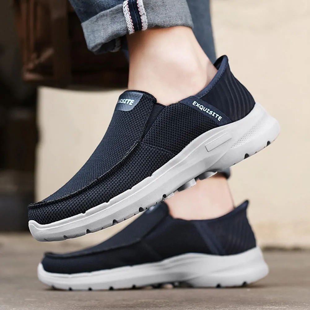 Men's Loafers & Slip-Ons Shoes, Hands Free Slip-ons Stretch Lace Up Loafers Walking Shoes Width Toe Box Minimalist Comfortable Lightweight Men's Casual Dress Shoes
