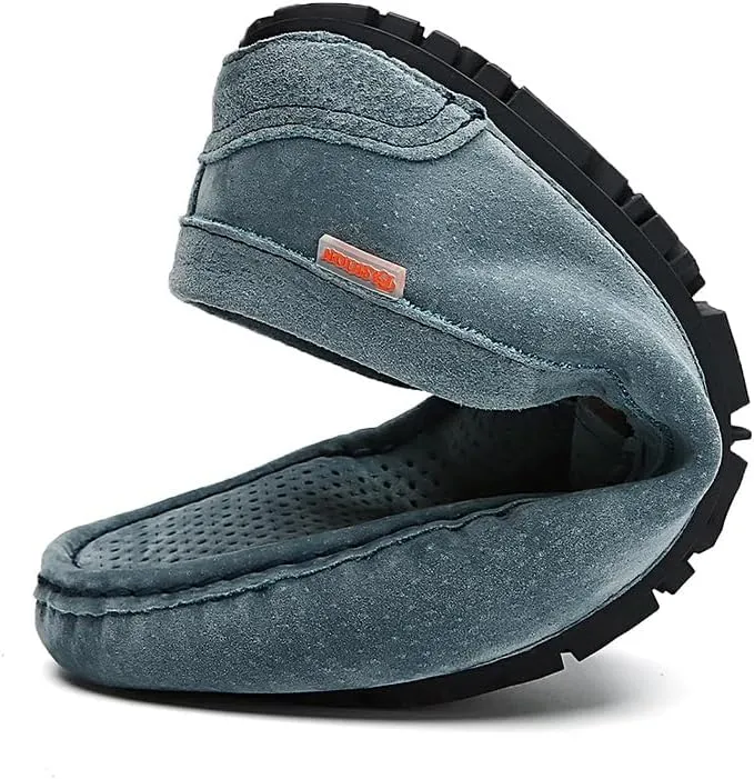 Mens Loafers Shoe Leather Driving Loafers Breathable Perforated Anti-Slip Comfortable Lightweight Prom Casual Slip-ons