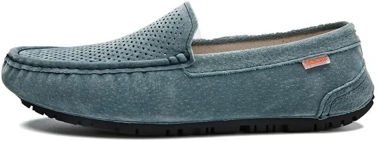 Mens Loafers Shoe Leather Driving Loafers Breathable Perforated Anti-Slip Comfortable Lightweight Prom Casual Slip-ons