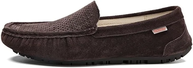 Mens Loafers Shoe Leather Driving Loafers Breathable Perforated Anti-Slip Comfortable Lightweight Prom Casual Slip-ons