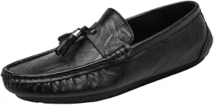 Mens Loafers Shoe Solid Colors Tassel PU Leather Flat Heel Lightweight Slip Resistant Casual Slip-ons
