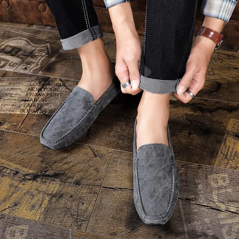 Men's Loafers Shoes Round Toe Leather Driving Style Loafer Anti-Slip Comfortable Slip Resistant Fashion Slip-ons