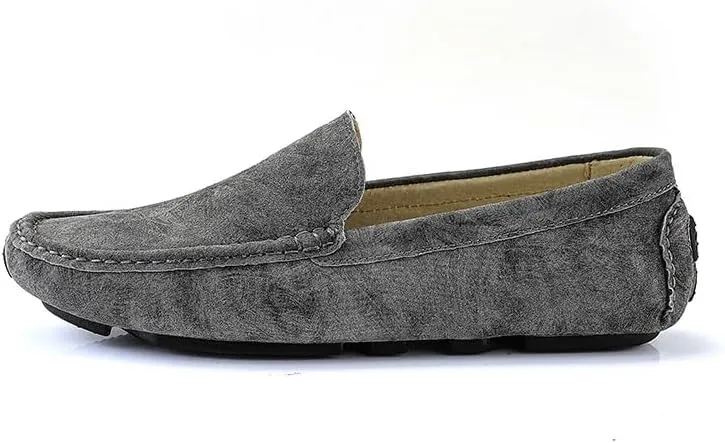 Men's Loafers Shoes Round Toe Leather Driving Style Loafer Anti-Slip Comfortable Slip Resistant Fashion Slip-ons