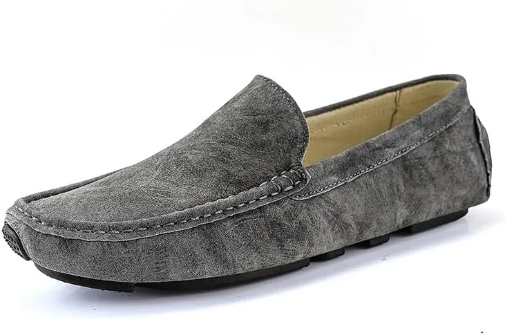 Men's Loafers Shoes Round Toe Leather Driving Style Loafer Anti-Slip Comfortable Slip Resistant Fashion Slip-ons