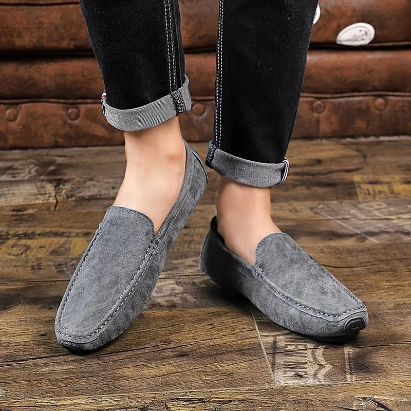 Men's Loafers Shoes Round Toe Leather Driving Style Loafer Anti-Slip Comfortable Slip Resistant Fashion Slip-ons