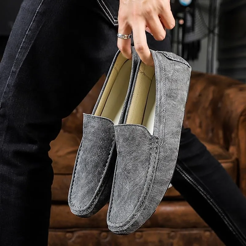 Men's Loafers Shoes Round Toe Leather Driving Style Loafer Anti-Slip Comfortable Slip Resistant Fashion Slip-ons