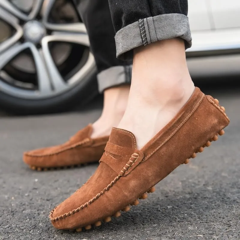 Men's Loafers Shoes Round Toe PU Leather Driving Penny Loafers Flexible Lightweight Slip Resistant Prom Casual Slip-ons