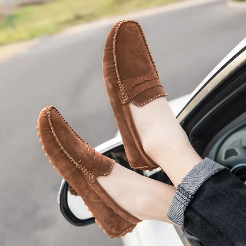 Men's Loafers Shoes Round Toe PU Leather Driving Penny Loafers Flexible Lightweight Slip Resistant Prom Casual Slip-ons
