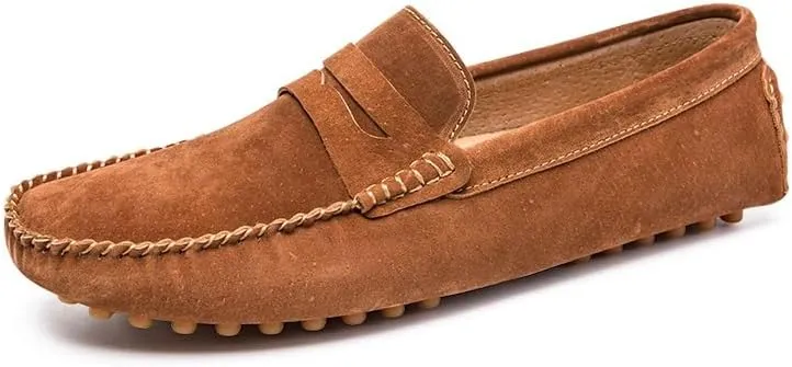 Men's Loafers Shoes Round Toe PU Leather Driving Penny Loafers Flexible Lightweight Slip Resistant Prom Casual Slip-ons