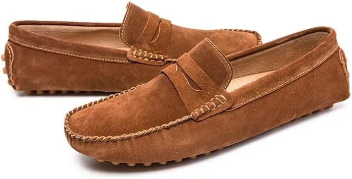 Men's Loafers Shoes Round Toe PU Leather Driving Penny Loafers Flexible Lightweight Slip Resistant Prom Casual Slip-ons