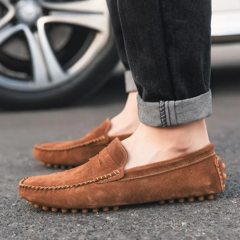 Men's Loafers Shoes Round Toe PU Leather Driving Penny Loafers Flexible Lightweight Slip Resistant Prom Casual Slip-ons