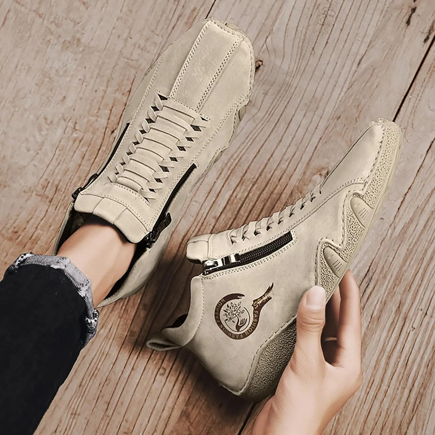 Men's Orthopedic Sneakers Comfortable Zipper Shoes Soft Flat Soled Casual Walking Sneakers Formal Dress Shoes