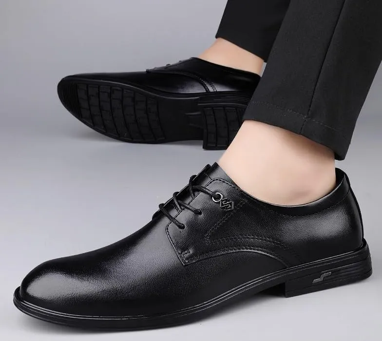 Men's Oxford Shoes Classic Lace Up Formal Tuxedo Derby Shoes Fashion Leather Low Heels Dress Shoes for Men(8)