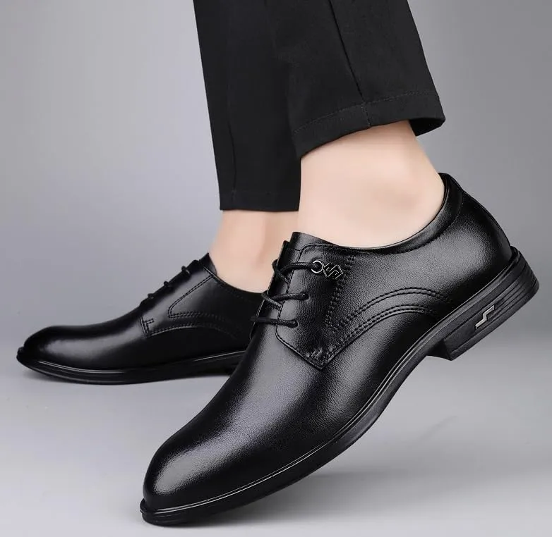 Men's Oxford Shoes Classic Lace Up Formal Tuxedo Derby Shoes Fashion Leather Low Heels Dress Shoes for Men(8)