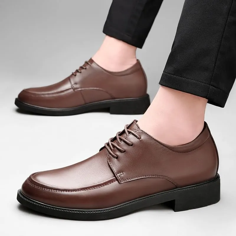 Men's Platform Oxford Shoes - Leather Lace-up Dress Shoes for Business Casual Formal Wear