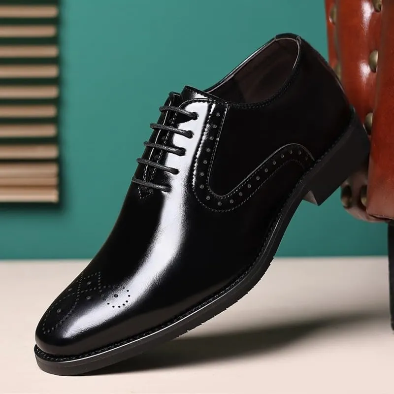 Men's Shiny Leather Oxford Shoes Wedding Business Office Dress Shoes Classic Pointed Toe Comfortable Loafers Shoes for Men(Brown,10)