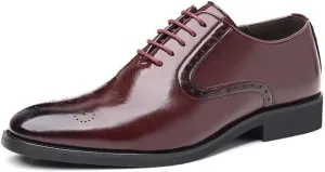 Men's Shiny Leather Oxford Shoes Wedding Business Office Dress Shoes Classic Pointed Toe Comfortable Loafers Shoes for Men(Brown,10)