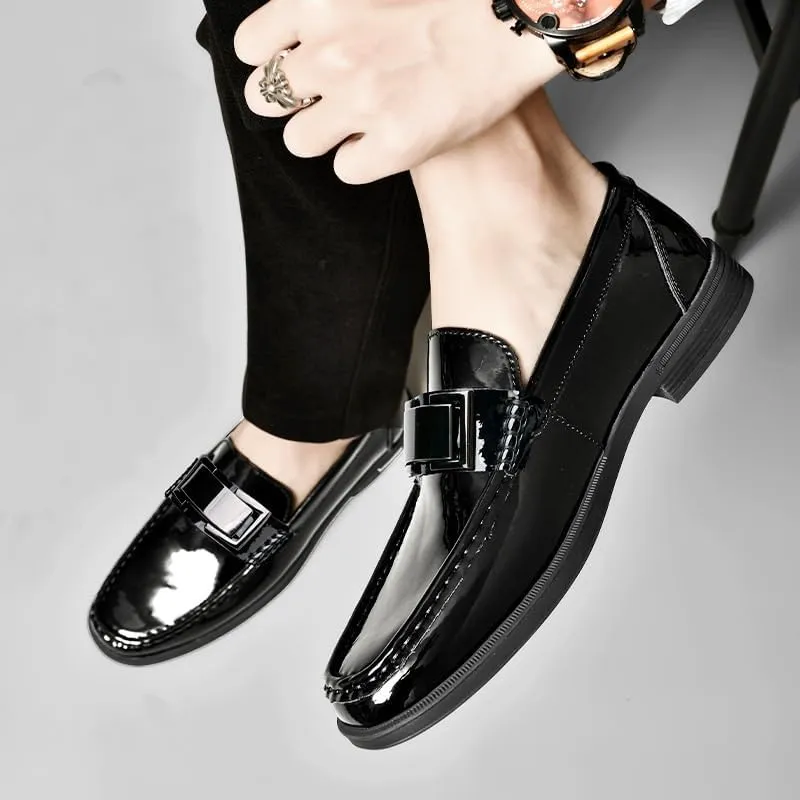 Men's Slip-on Patent Leather Tuxedo Shoes Mens Business Classic Formal Oxfords Shoes Derby Loafers Shoes