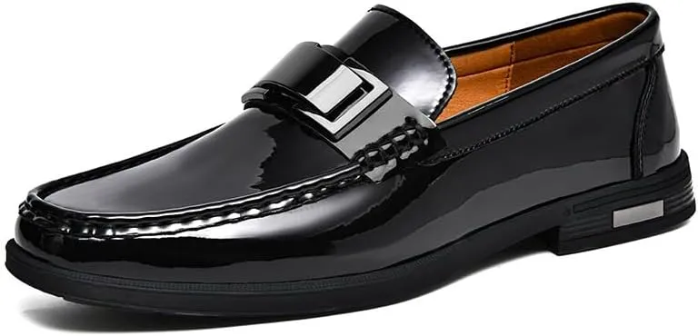 Men's Slip-on Patent Leather Tuxedo Shoes Mens Business Classic Formal Oxfords Shoes Derby Loafers Shoes