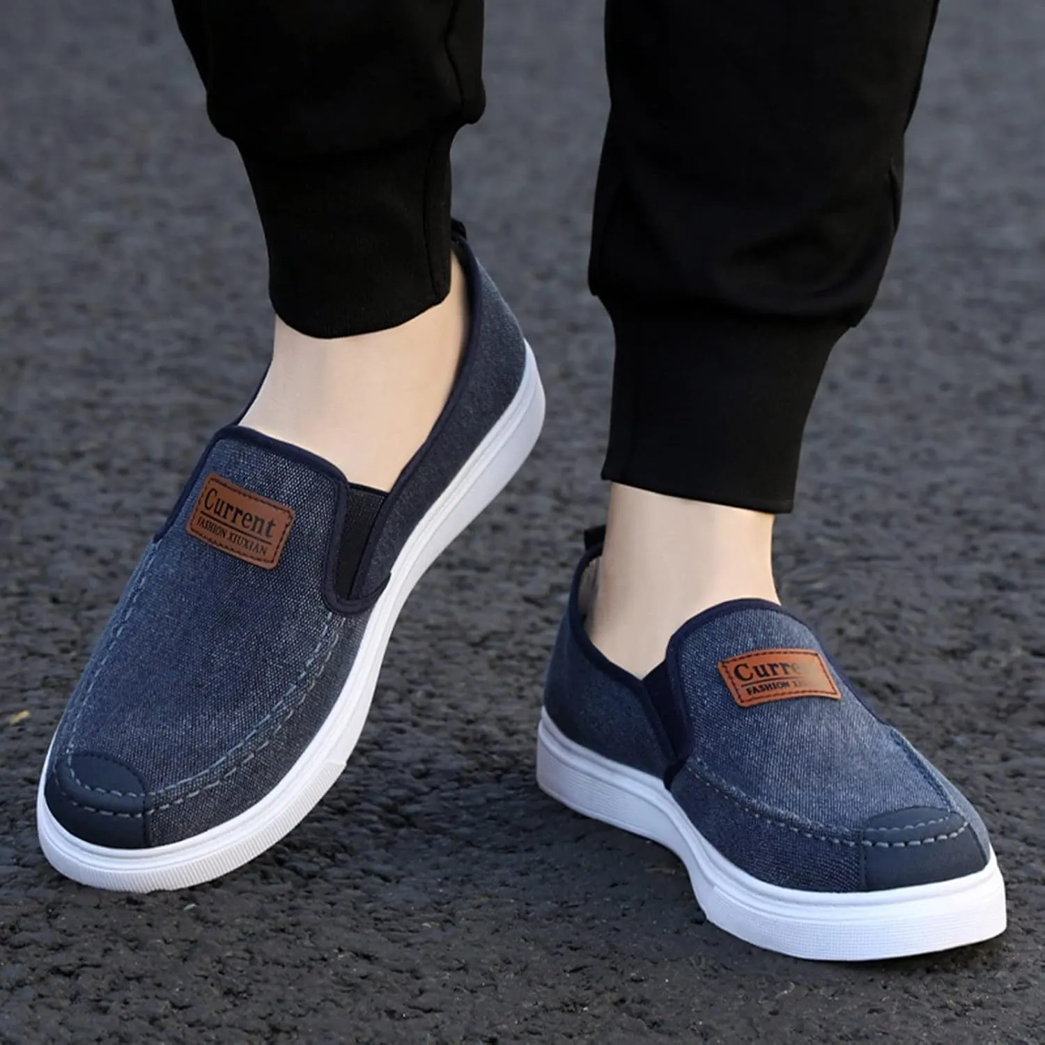 Men's Stretch Memory Foam Shoes Slip On Lightweight Breathable Fashion Sneaker Convenient Elderly Slip On Shoes