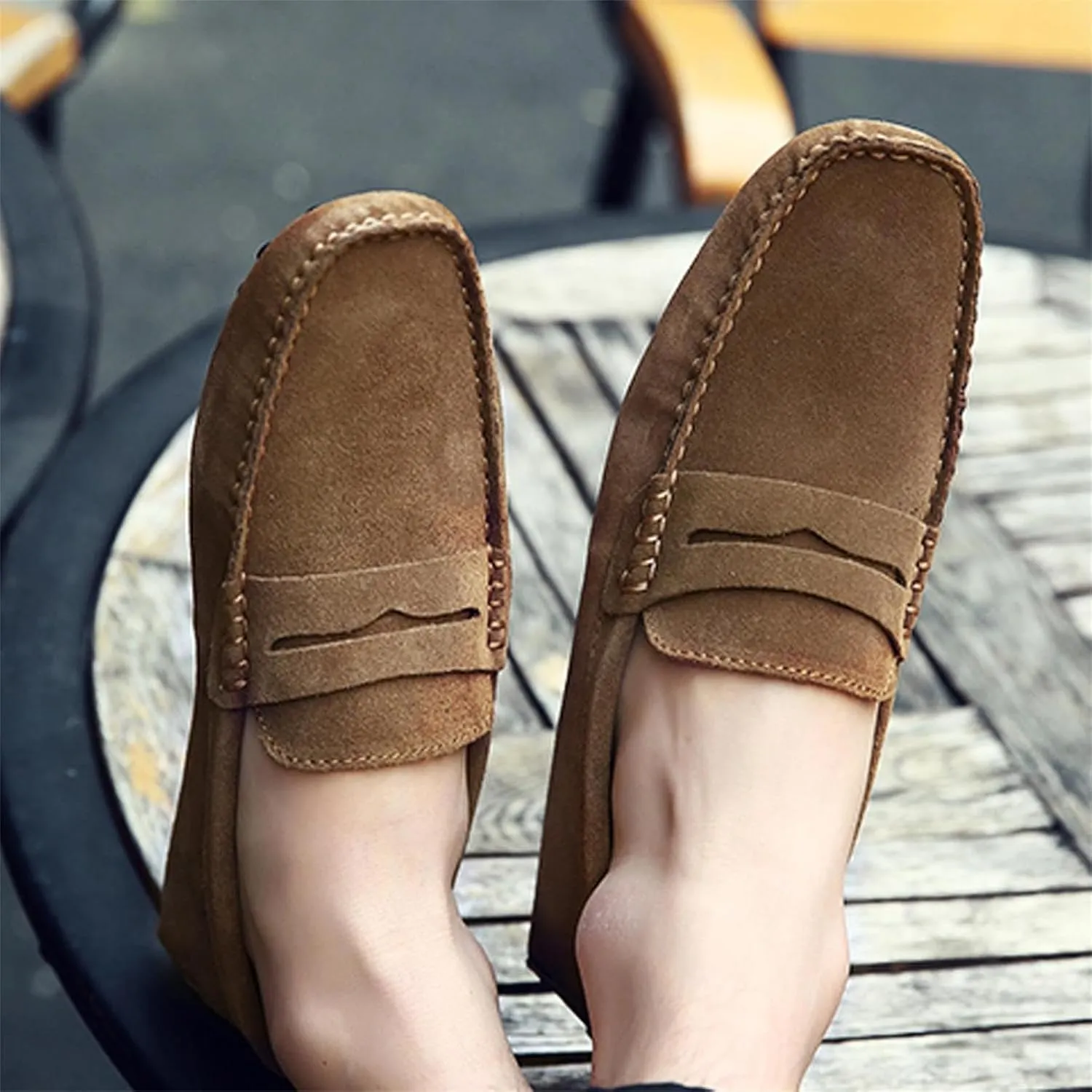 Men's Suede Dress Loafers Slip On Casual Shoes Lightweight Soft Penny Loafers Walking Shoe Driving Boat Shoes for Men