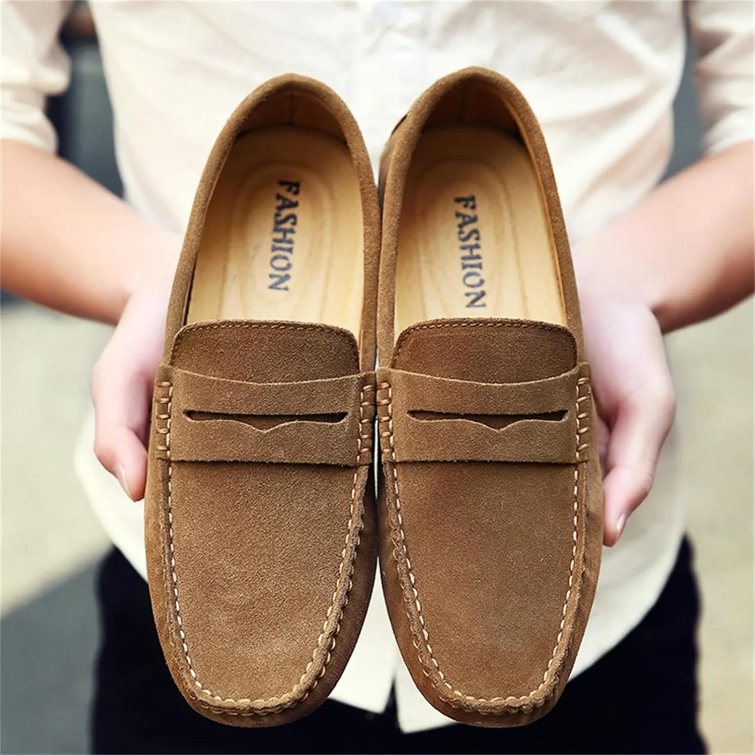 Men's Suede Dress Loafers Slip On Casual Shoes Lightweight Soft Penny Loafers Walking Shoe Driving Boat Shoes for Men