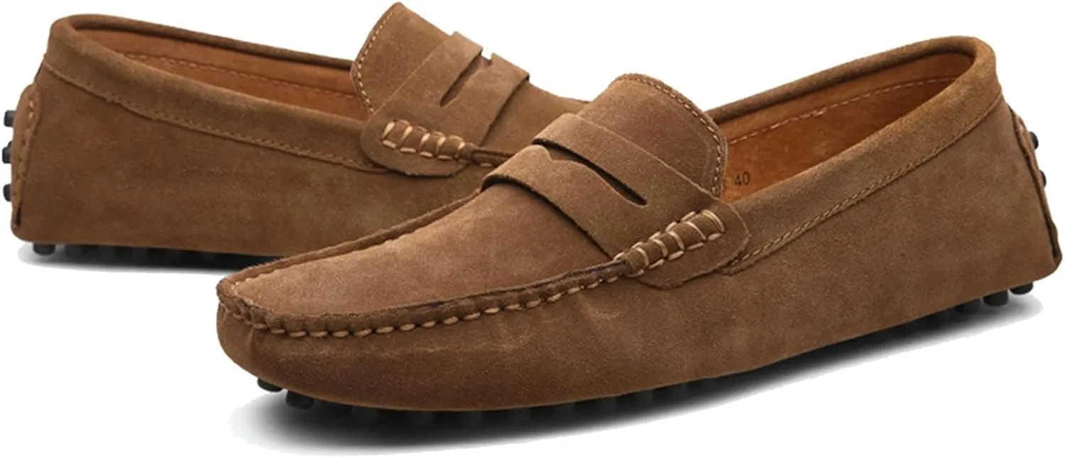 Men's Suede Dress Loafers Slip On Casual Shoes Lightweight Soft Penny Loafers Walking Shoe Driving Boat Shoes for Men