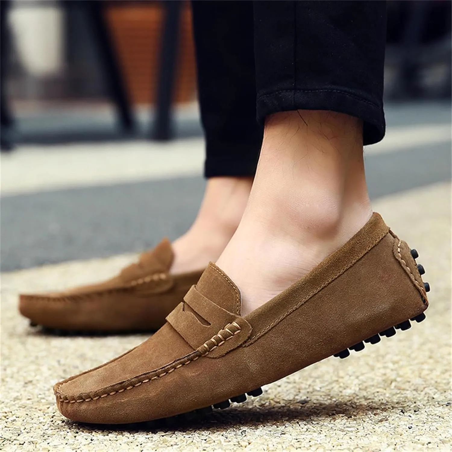 Men's Suede Dress Loafers Slip On Casual Shoes Lightweight Soft Penny Loafers Walking Shoe Driving Boat Shoes for Men