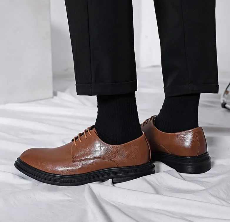 Men's Wingtip Oxfords Shoes Genuine Leather Business Formal Brogue Lace Up Comfortable Dress Shoes