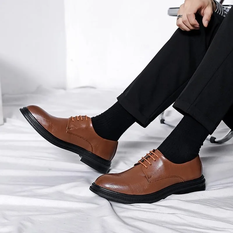 Men's Wingtip Oxfords Shoes Genuine Leather Business Formal Brogue Lace Up Comfortable Dress Shoes