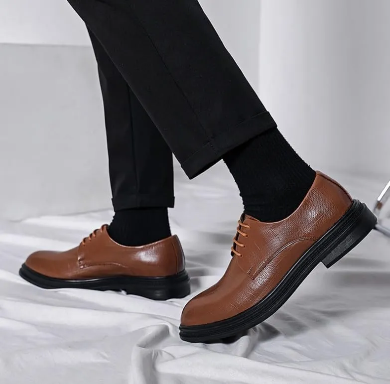 Men's Wingtip Oxfords Shoes Genuine Leather Business Formal Brogue Lace Up Comfortable Dress Shoes