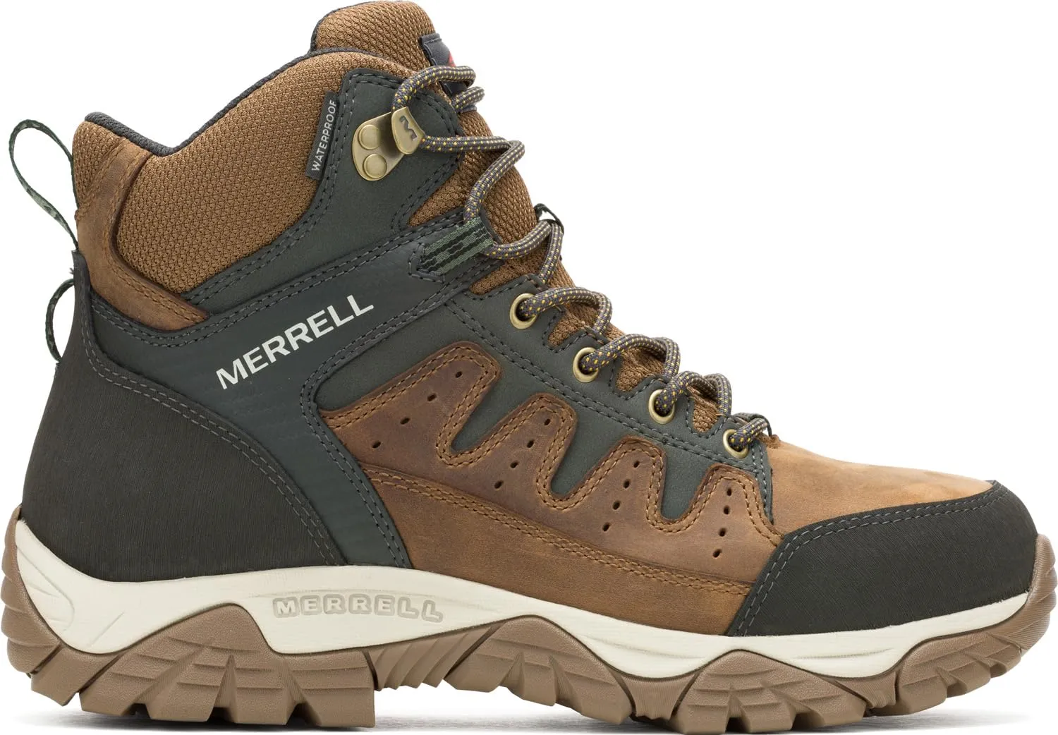 Merrell Men's Windoc Waterproof Steel Toe Mid Construction Boot, Brown, 8.5