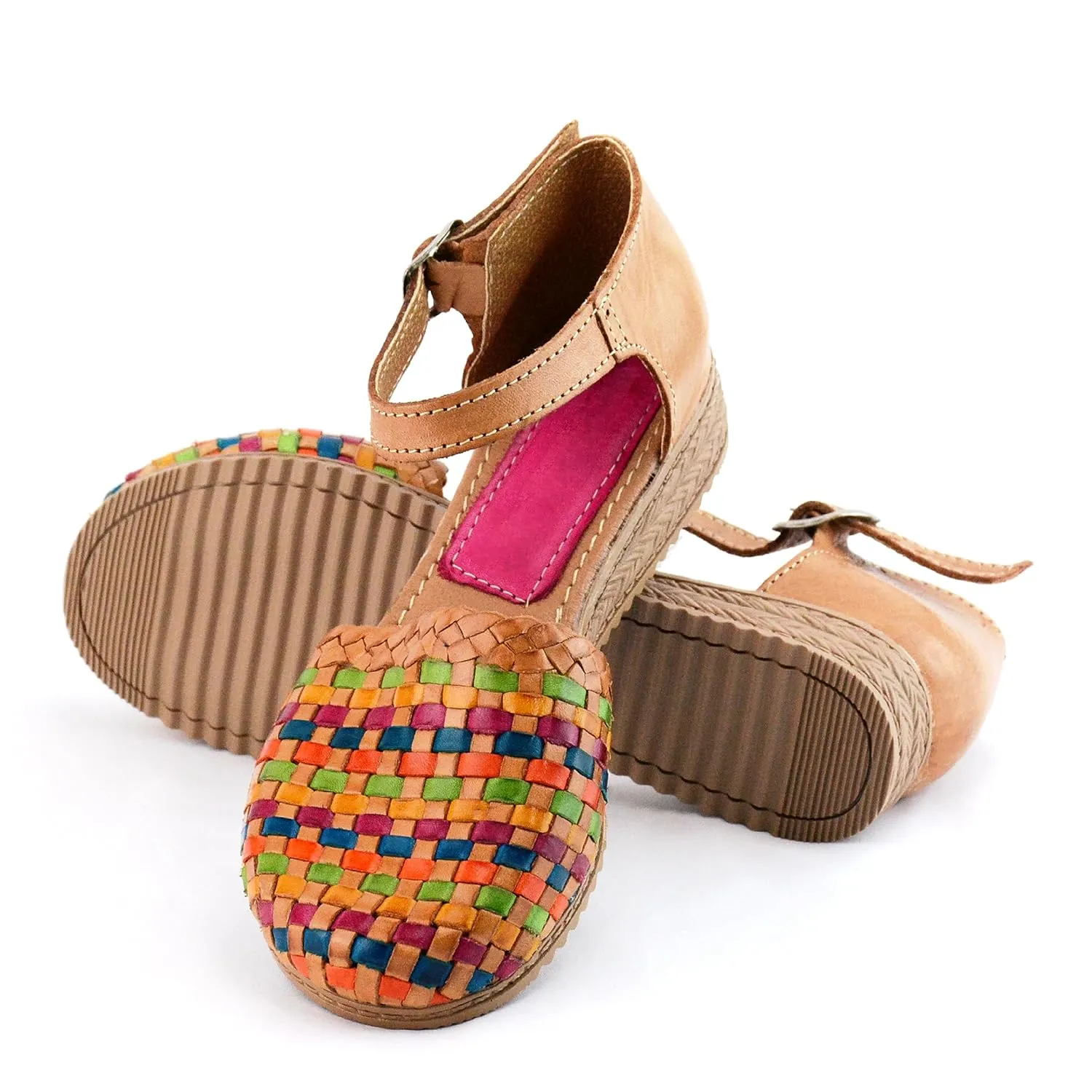 Mexican Leather Boho Shoes for Women - Model H02 (9, Brown Colors)