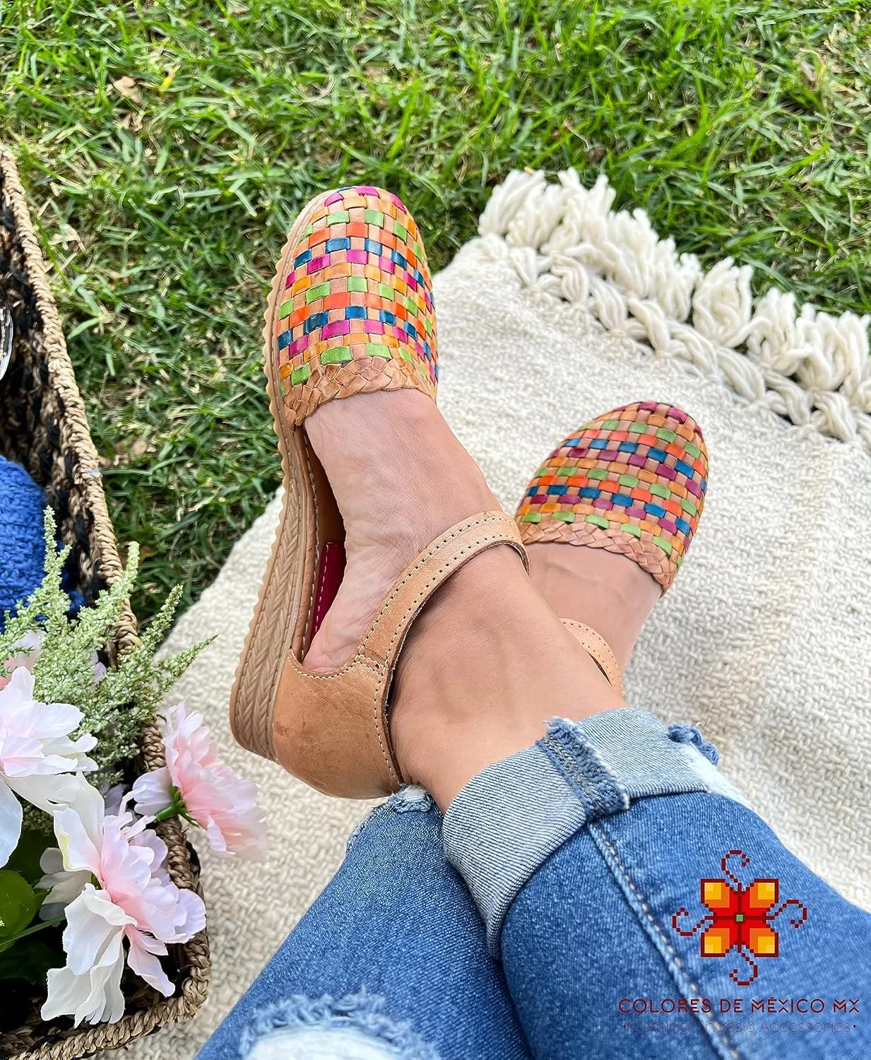 Mexican Leather Boho Shoes for Women - Model H02 (9, Brown Colors)
