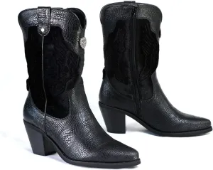 Milwaukee Leather Women's Black Western Style Fashion Boots with Black Snake Print MBL9441