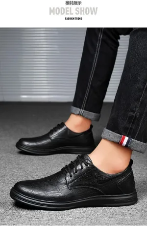 Modern Men Driving Flats Mens Fashionable Soft Leather Dress Shoes Daily Non Slip Lace-up Oxford Shoes