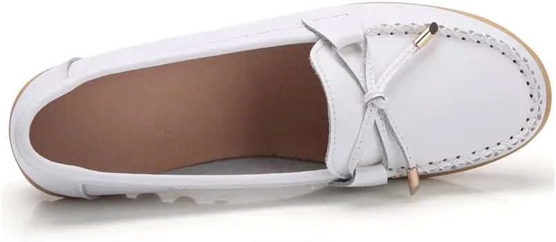 Momuk Women's Penny Loafers Leather Driving Moccasins Slip On Boat Shoes Fashion Comfort Flats