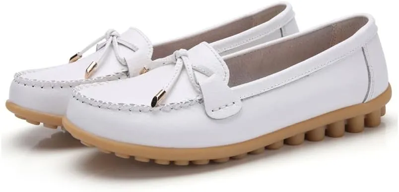 Momuk Women's Penny Loafers Leather Driving Moccasins Slip On Boat Shoes Fashion Comfort Flats