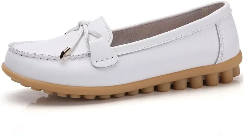 Momuk Women's Penny Loafers Leather Driving Moccasins Slip On Boat Shoes Fashion Comfort Flats
