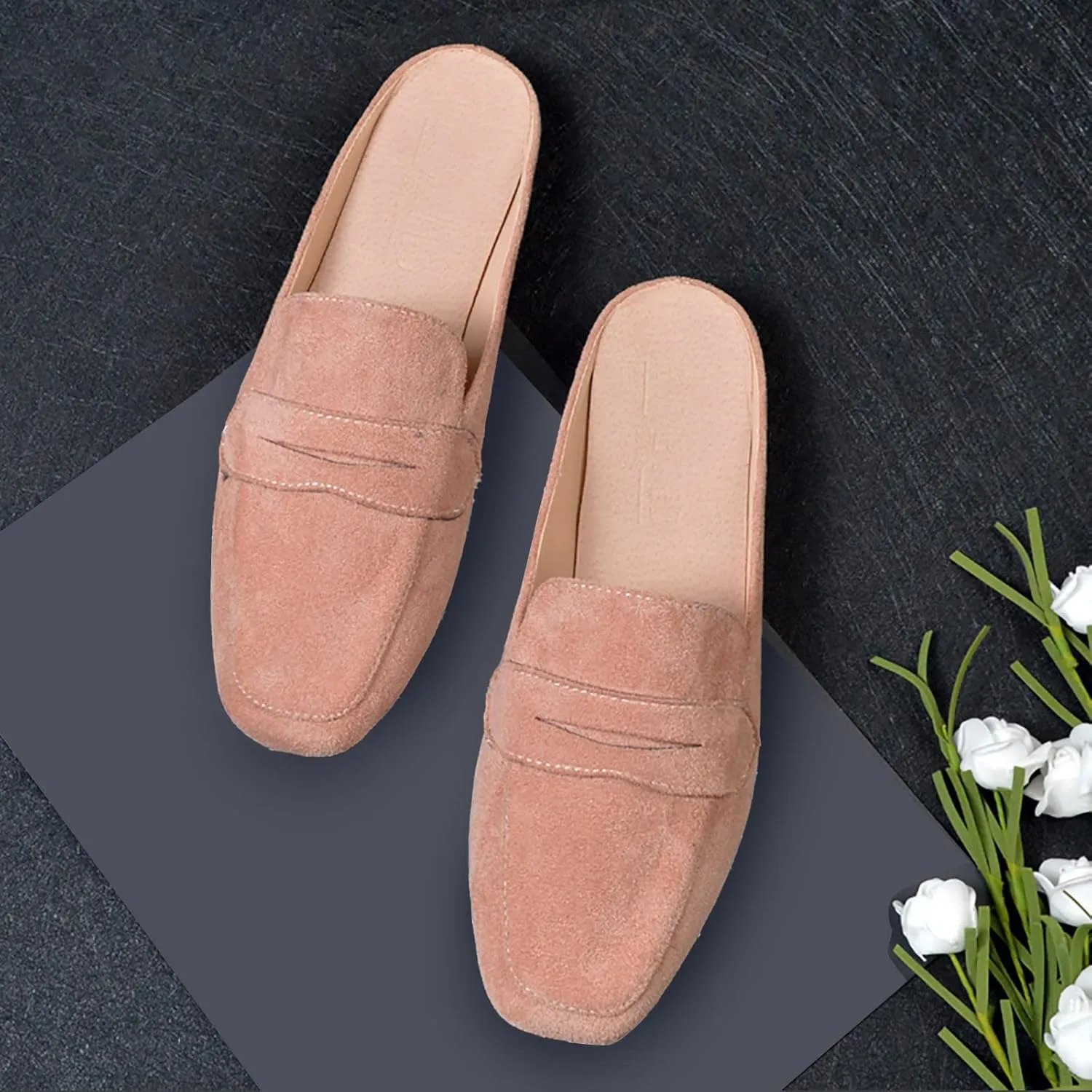 Mules for Women Comfort Dressy Flats Slip on Slides Loafers Backless Mules & Clogs Casual Dress Mules