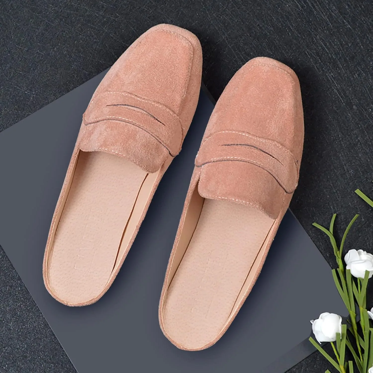 Mules for Women Comfort Dressy Flats Slip on Slides Loafers Backless Mules & Clogs Casual Dress Mules