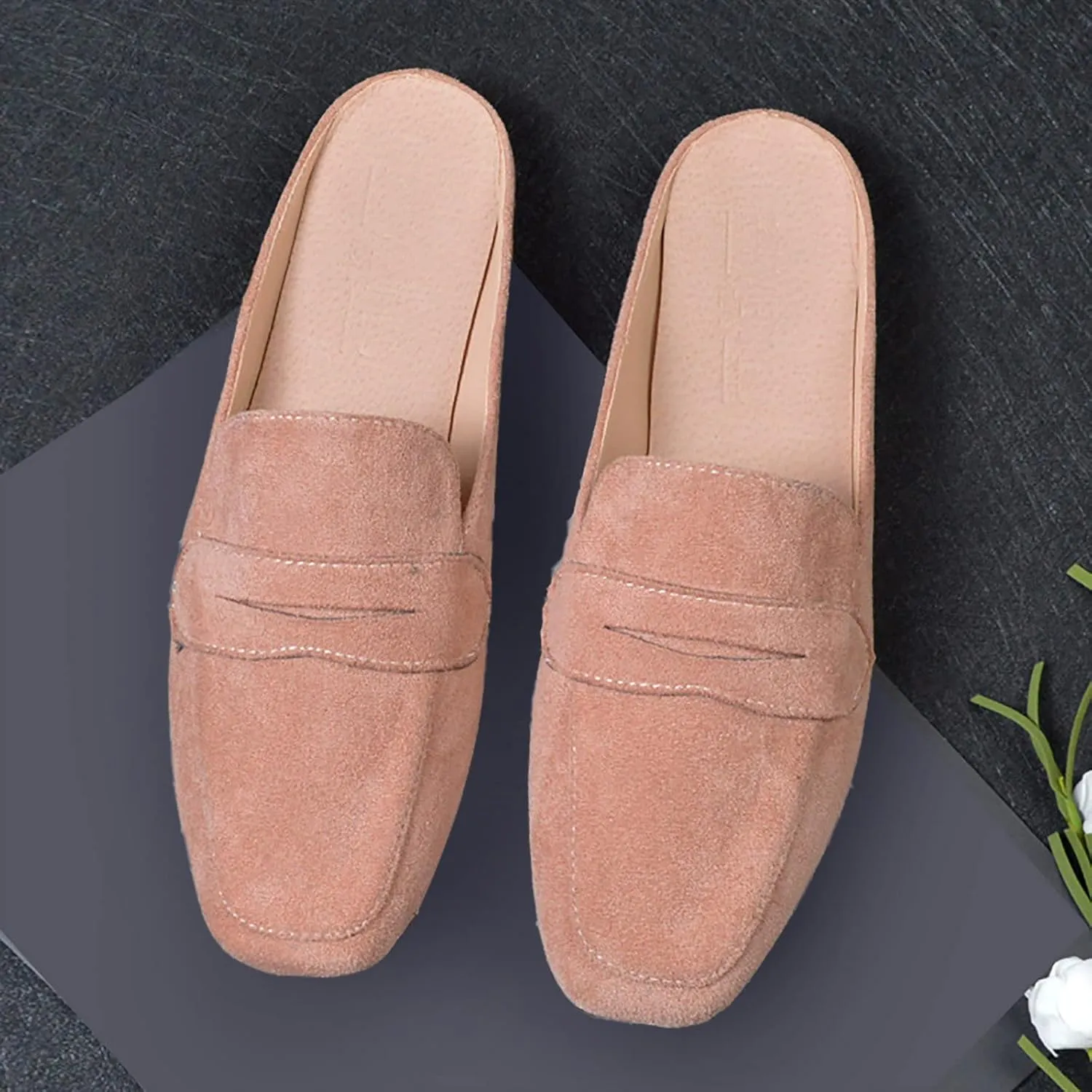 Mules for Women Comfort Dressy Flats Slip on Slides Loafers Backless Mules & Clogs Casual Dress Mules