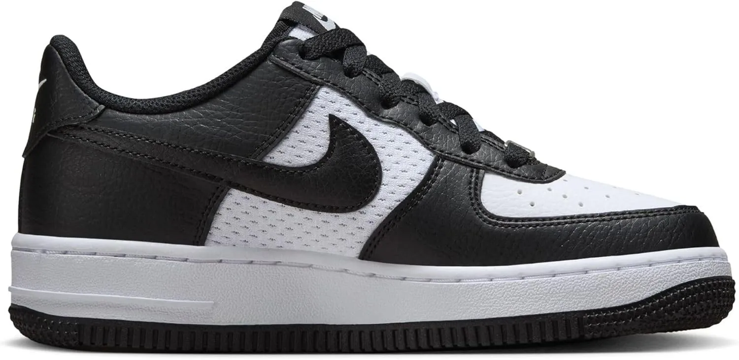Nike Air Force 1 Big Kids' Shoes (HJ9201-001, Black/White/Black) Size 5